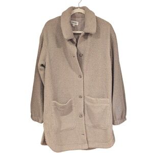 Splendid Collection Beige Sherpa‎ Coatigan Jacket Medium M Pockets Casual